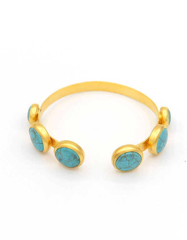 Golden and turquoise zamak bracelet