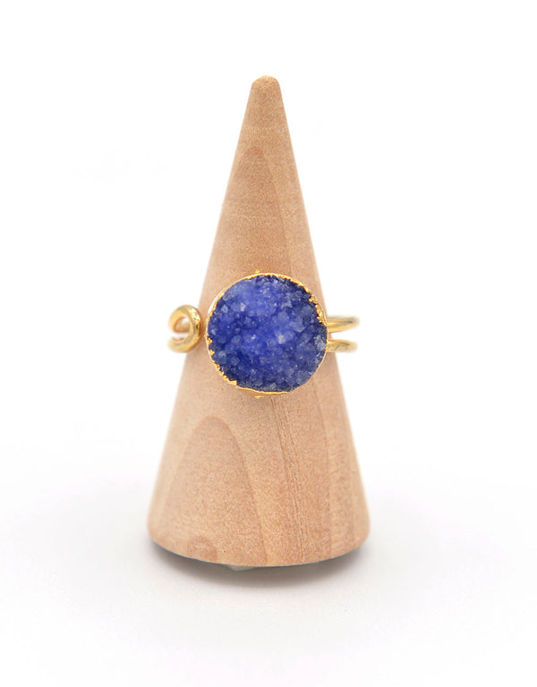 Anello regolabile in zamak e azurite