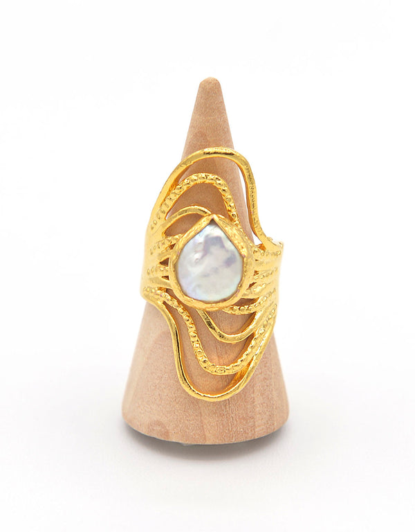 Adjustable ring in zamak and mother of pearl