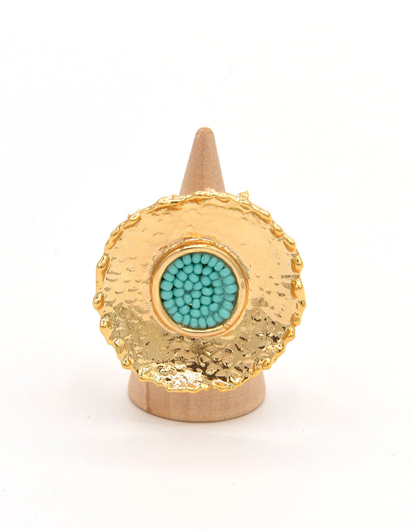 Zamak and turquoise quartz ring