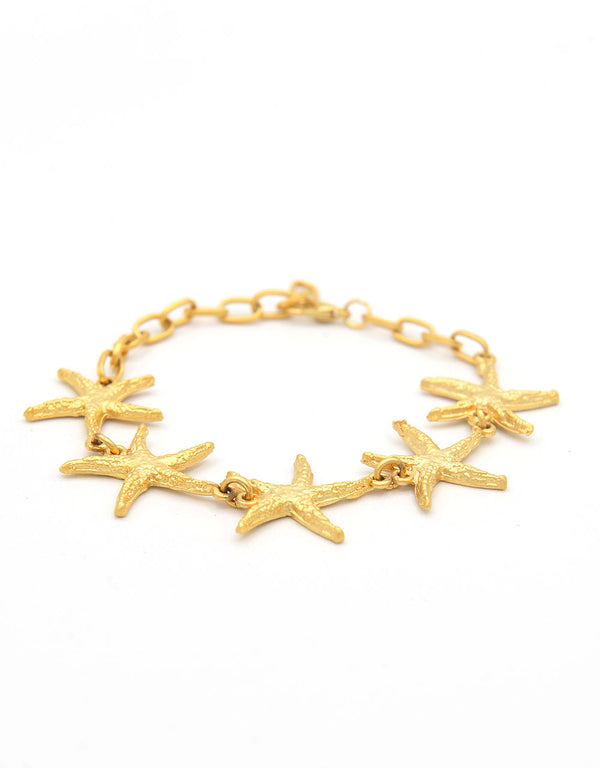 Bracciale dorato in zamak con stelle marine