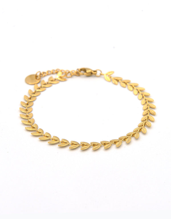 Golden steel leaf bracelet